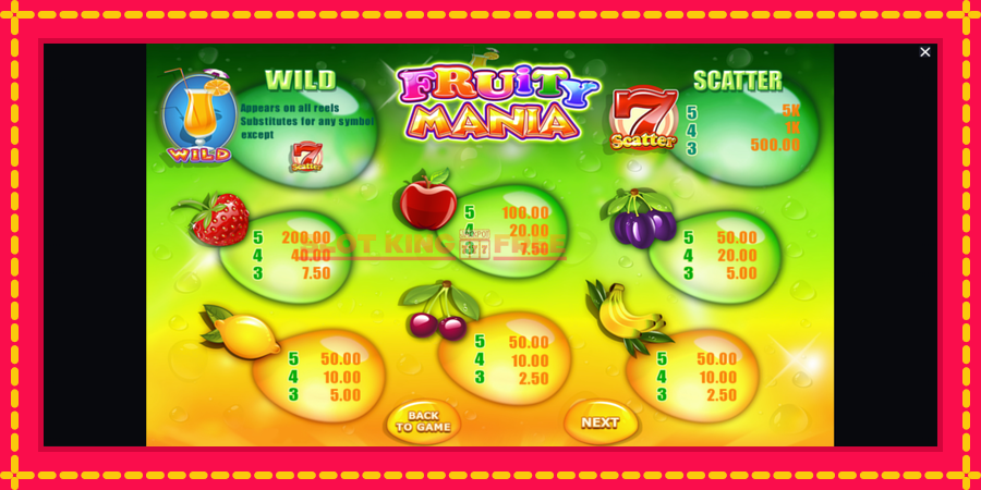 Fruity Mania - automaatne põnevate proovitükkidega