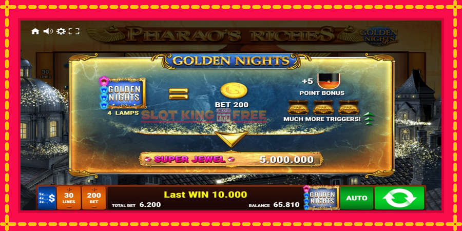 Pharaos Riches Golden Nights - automaatne põnevate proovitükkidega