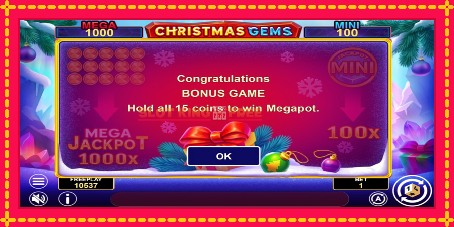 Christmas Gems Hold & Win - automaatne põnevate proovitükkidega