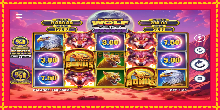 Flaming Wolf Link & Win - automaatne põnevate proovitükkidega