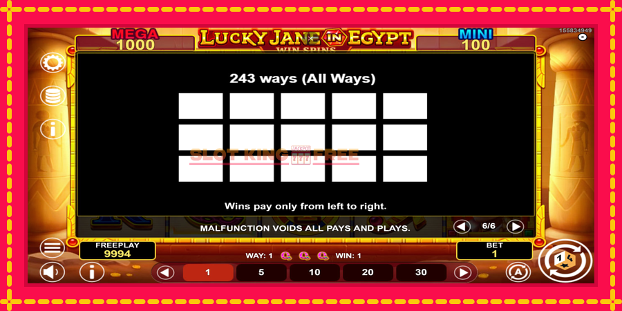 Lucky Jane in Egypt Win Spins - automaatne põnevate proovitükkidega