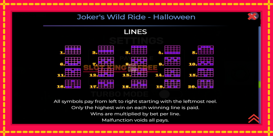 Jokers Wild Ride Halloween - automaatne põnevate proovitükkidega