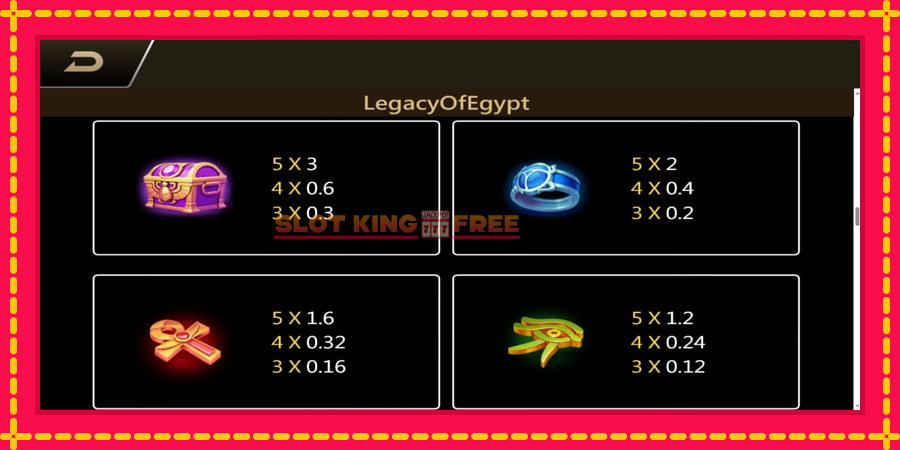 Legacy of Egypt - automaatne põnevate proovitükkidega