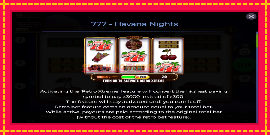 777 - Havana Nights - automaatne põnevate proovitükkidega