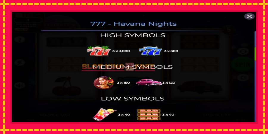 777 - Havana Nights - automaatne põnevate proovitükkidega