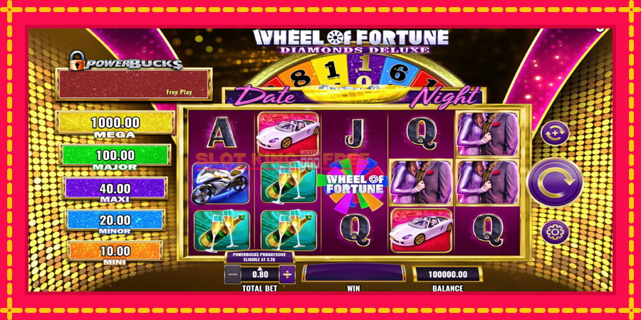 PowerBucks Wheel of Fortune Diamonds Deluxe Date Night - automaatne põnevate proovitükkidega