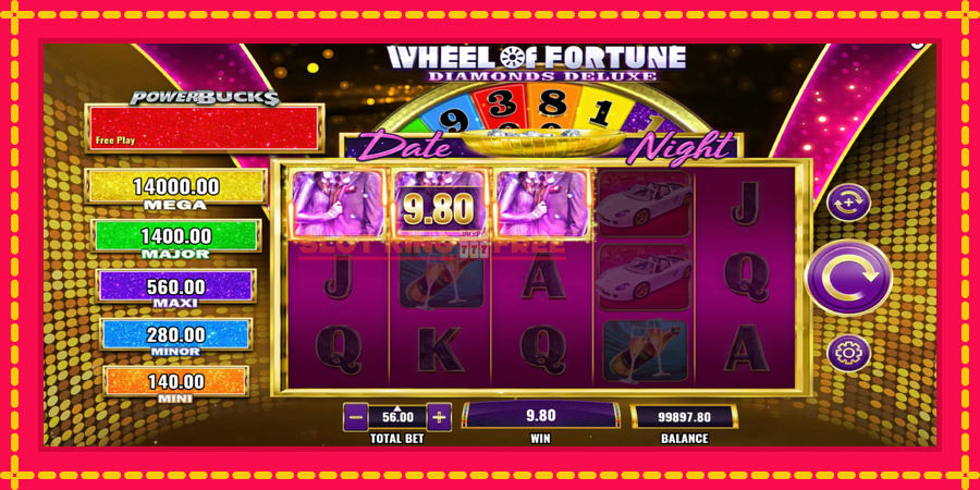 PowerBucks Wheel of Fortune Diamonds Deluxe Date Night - automaatne põnevate proovitükkidega