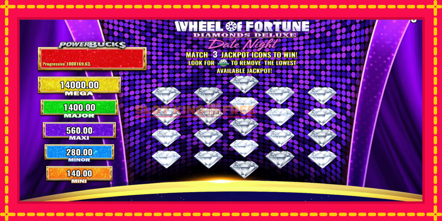 PowerBucks Wheel of Fortune Diamonds Deluxe Date Night - automaatne põnevate proovitükkidega