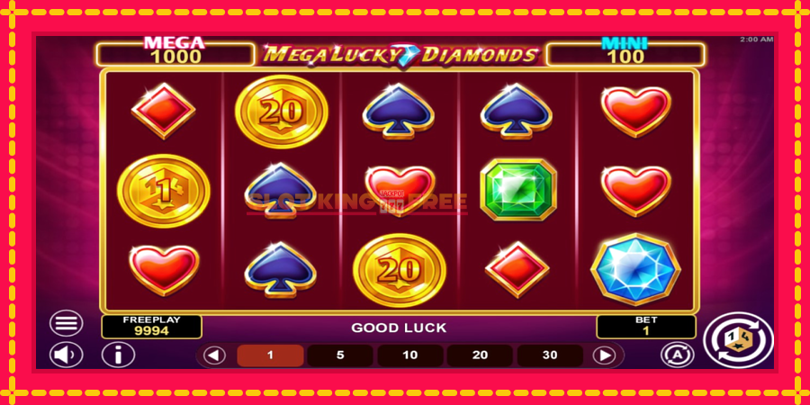 Mega Lucky Diamonds Hold & Win - automaatne põnevate proovitükkidega