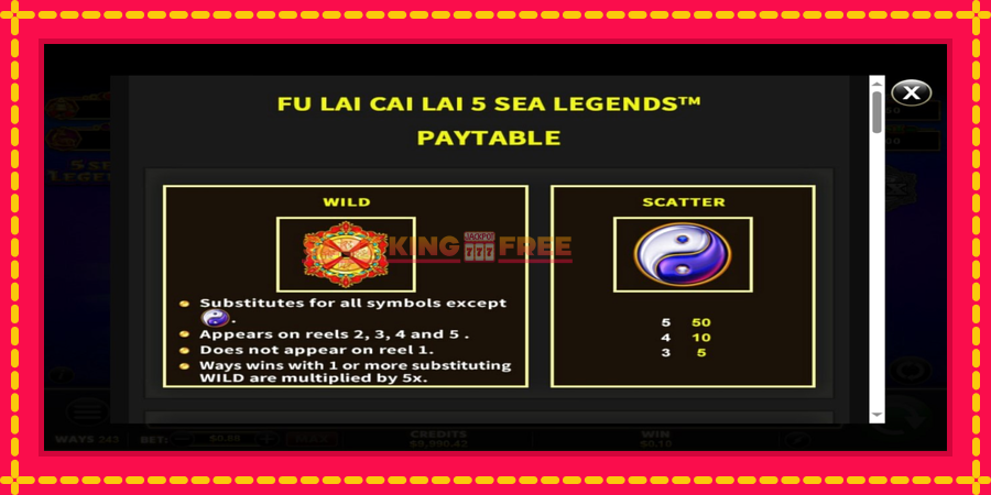 Fu Lai Cai Lai 5 Sea Legends - automaatne põnevate proovitükkidega