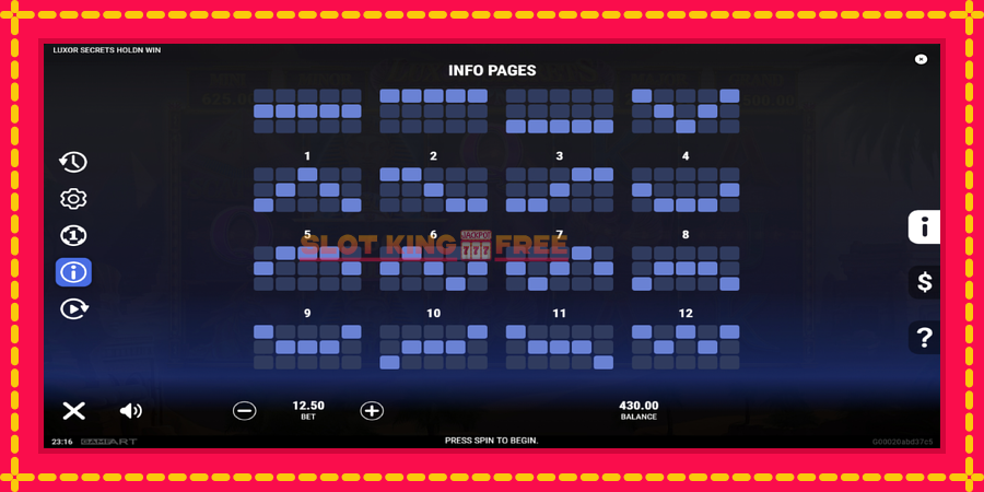 Luxor Secrets Holdn Win - automaatne põnevate proovitükkidega