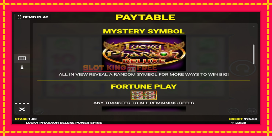 Lucky Pharaoh Deluxe Fortune Play - automaatne põnevate proovitükkidega