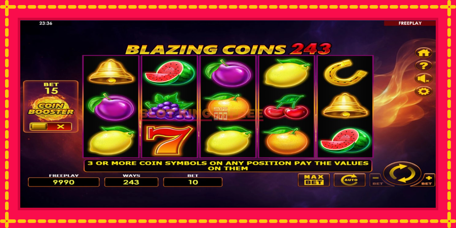 Blazing Coins 243 - automaatne põnevate proovitükkidega