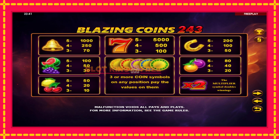 Blazing Coins 243 - automaatne põnevate proovitükkidega