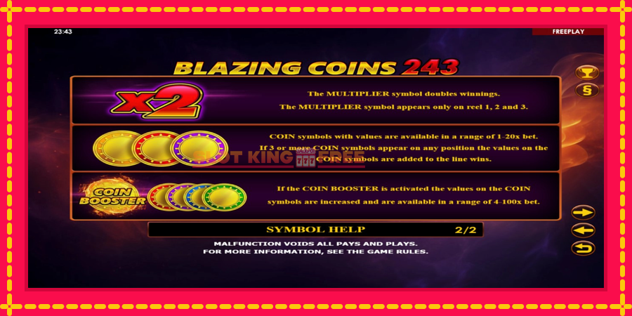 Blazing Coins 243 - automaatne põnevate proovitükkidega