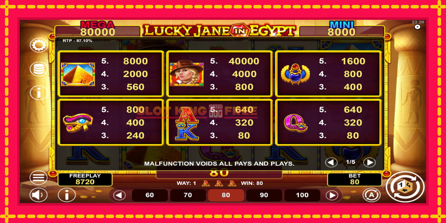 Lucky Jane in Egypt Hold & Win - automaatne põnevate proovitükkidega