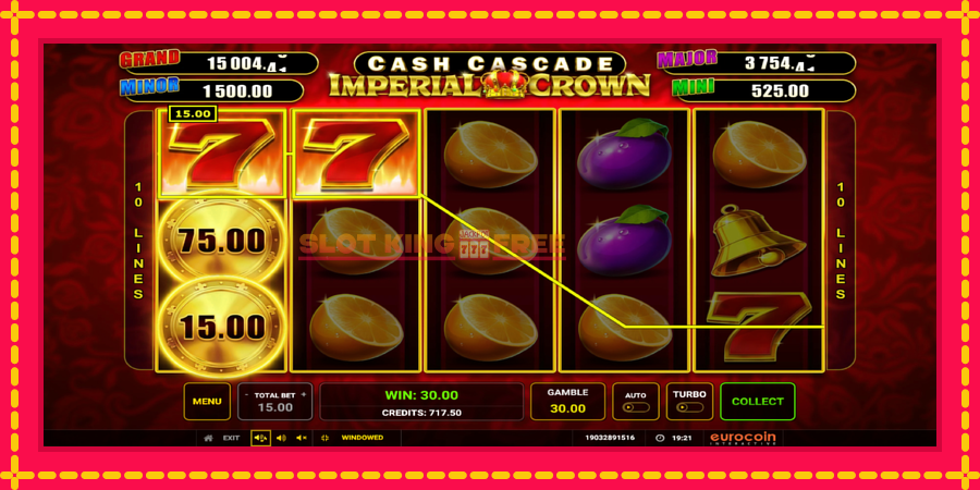 Cash Cascade Imperial Crown - automaatne põnevate proovitükkidega