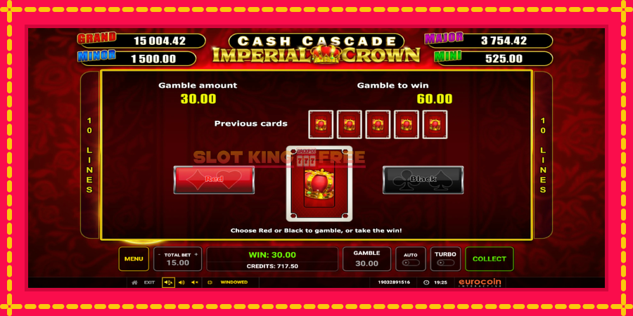 Cash Cascade Imperial Crown - automaatne põnevate proovitükkidega