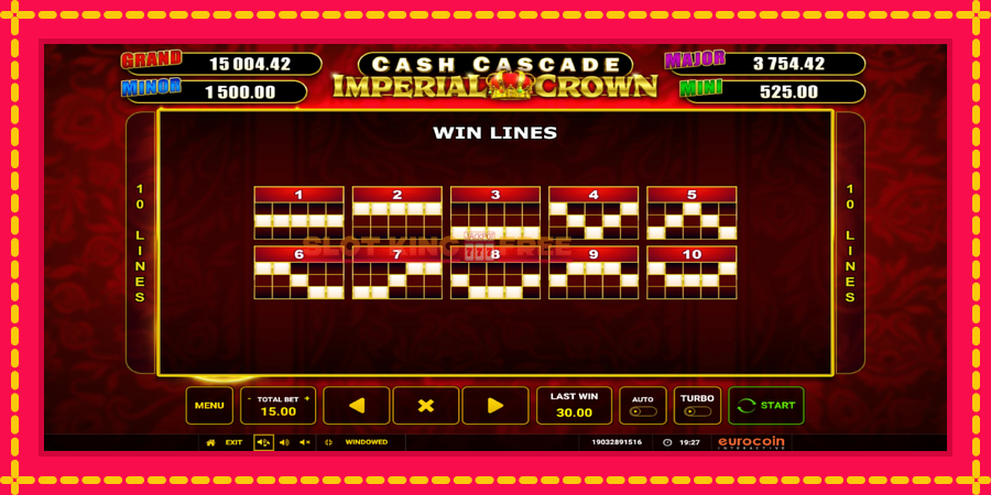 Cash Cascade Imperial Crown - automaatne põnevate proovitükkidega