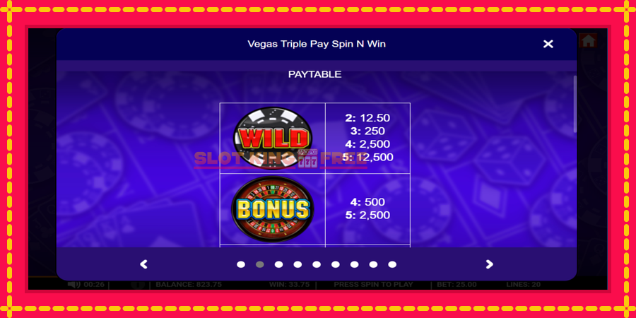 Vegas Triple Pay Spin n Win - automaatne põnevate proovitükkidega