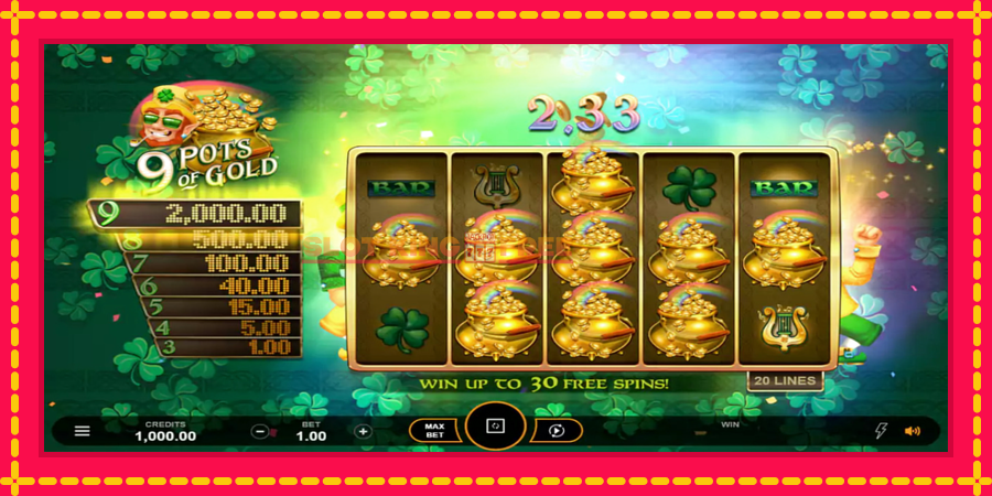 9 Pots of Gold Land & Win - automaatne põnevate proovitükkidega