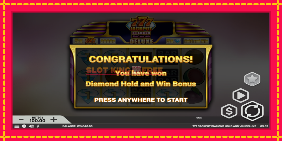 777 Jackpot Diamond Hold and Win Deluxe - automaatne põnevate proovitükkidega