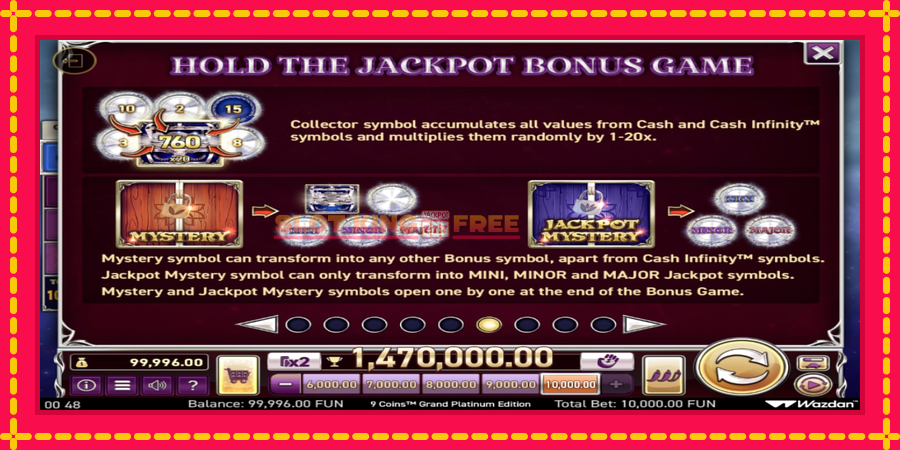 9 Coins Grand Platinum Edition Score The Jackpot - automaatne põnevate proovitükkidega