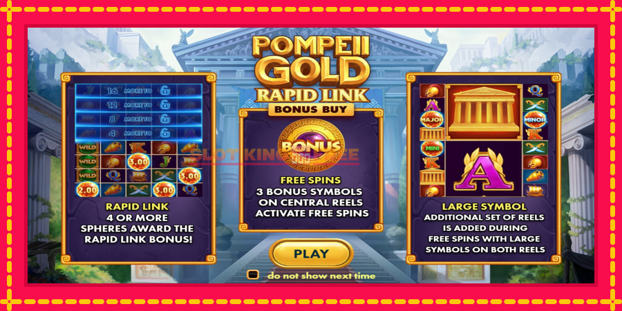 Pompeii Gold Rapid Link Bonus Buy - automaatne põnevate proovitükkidega