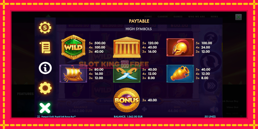 Pompeii Gold Rapid Link Bonus Buy - automaatne põnevate proovitükkidega