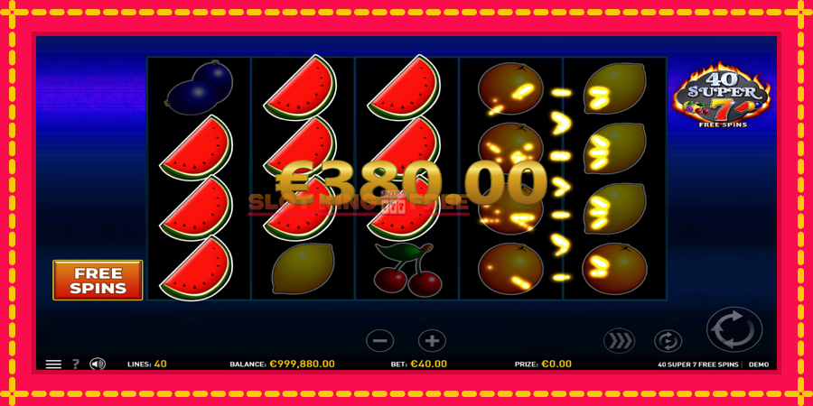 40 Super 7 Free Spins - automaatne põnevate proovitükkidega