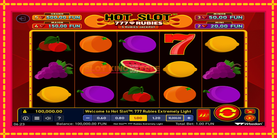 Hot Slot 777 Rubies Extremely Light - automaatne põnevate proovitükkidega